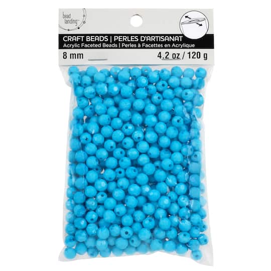Turquoise Faceted Acrylic Round Craft Beads by Bead Landing™, 8mm